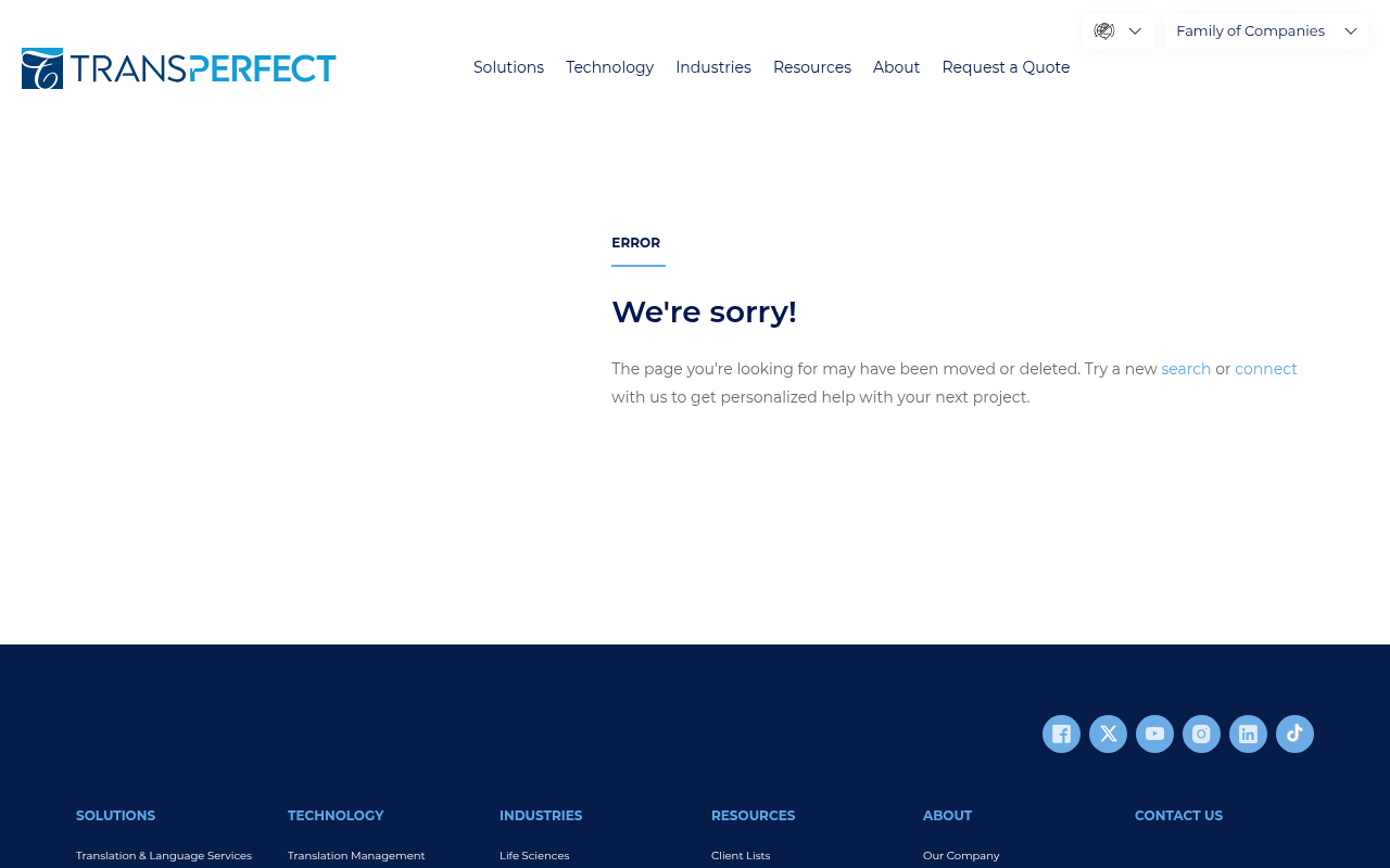 TransPerfect Media homepage screenshot