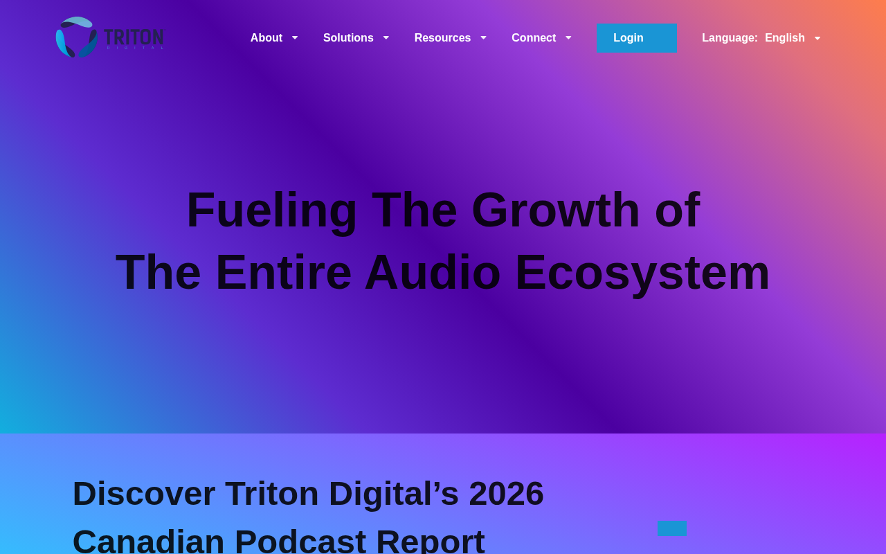 Triton Digital homepage screenshot
