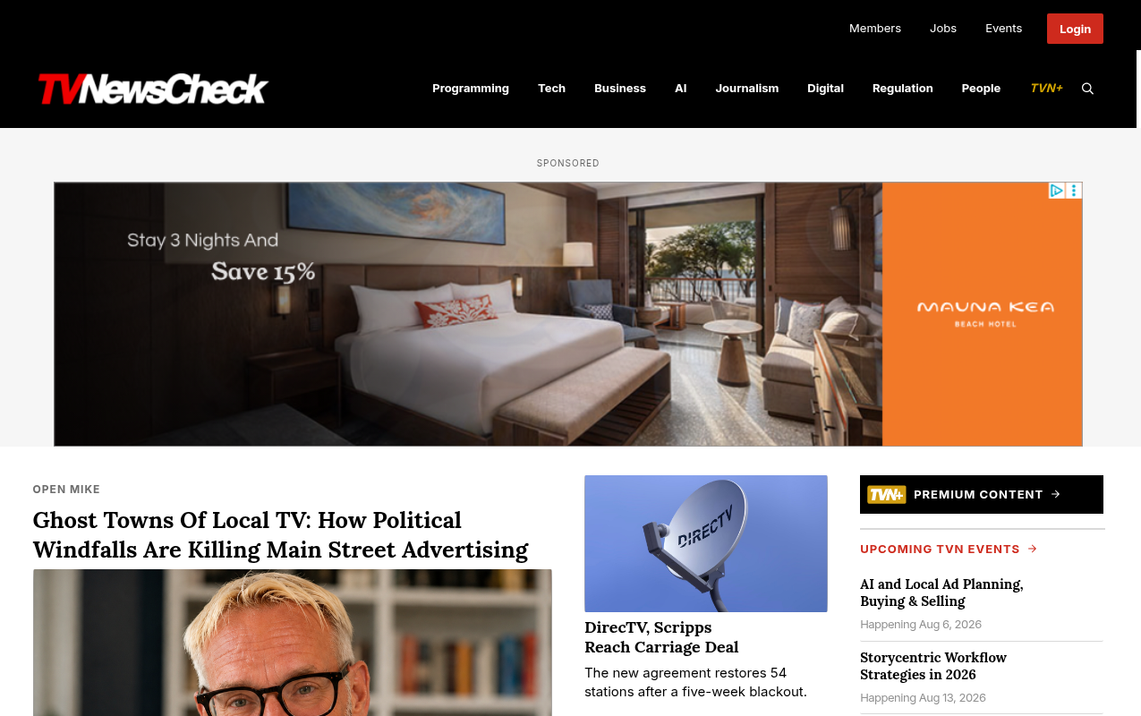 TVNewsCheck homepage screenshot