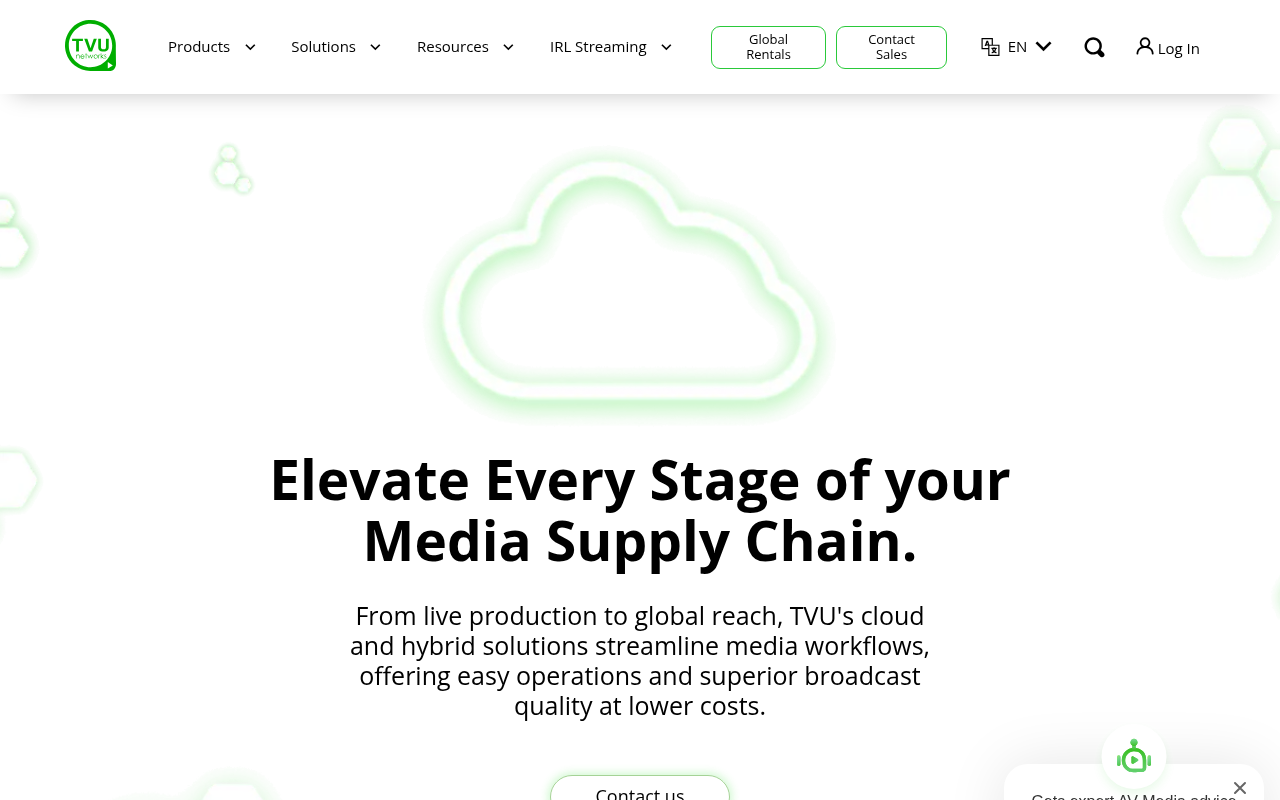 TVU Networks homepage screenshot