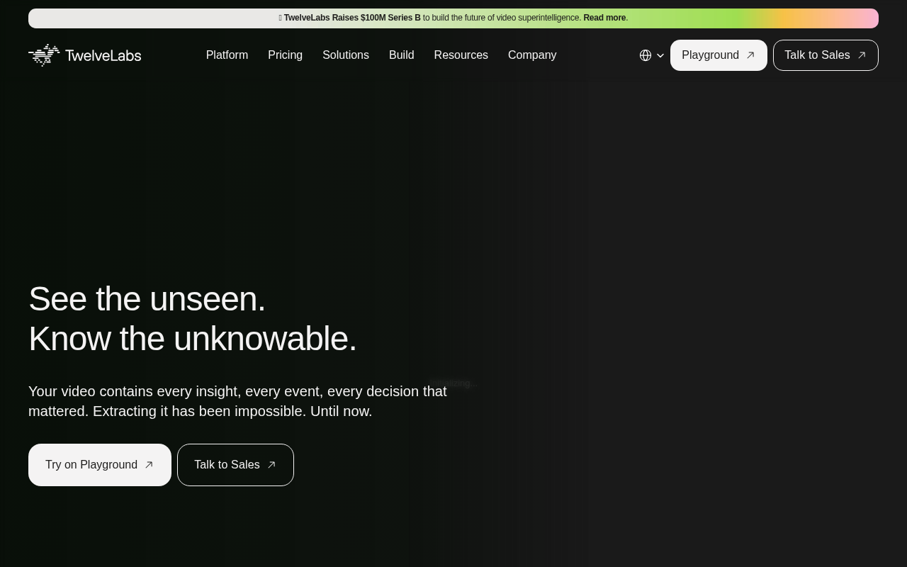 Twelve Labs homepage screenshot