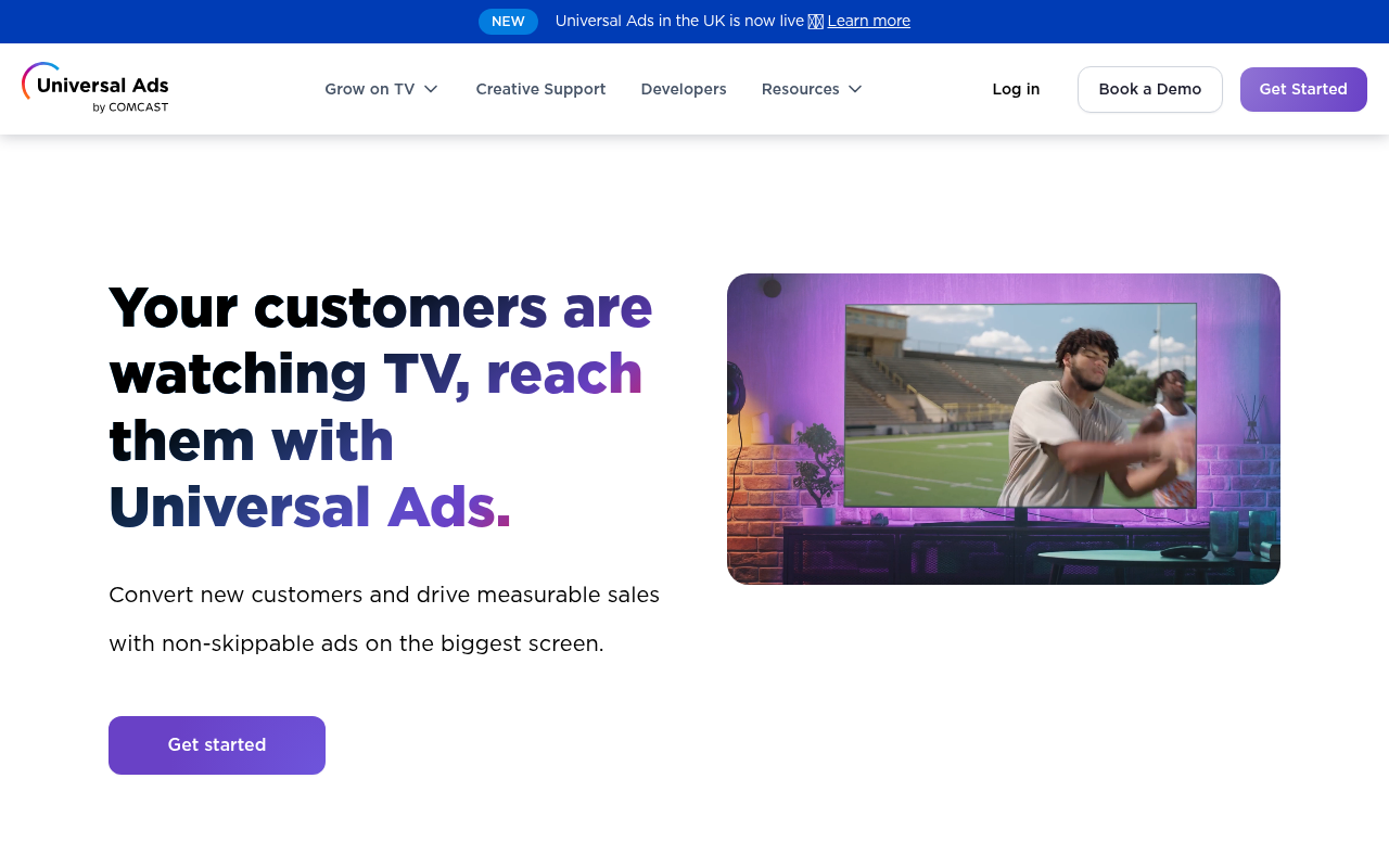 Universal Ads homepage screenshot