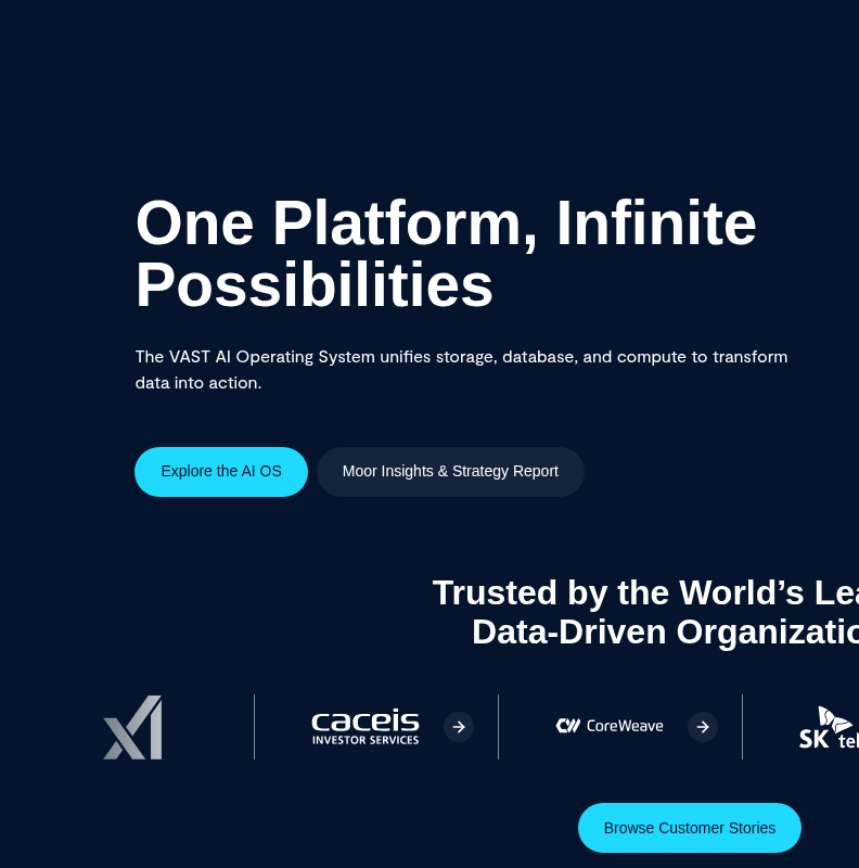 VAST Data homepage screenshot