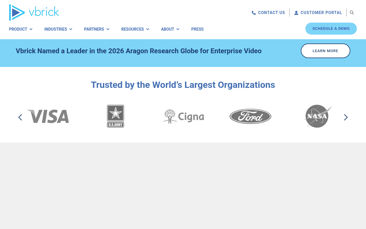 VBrick homepage screenshot