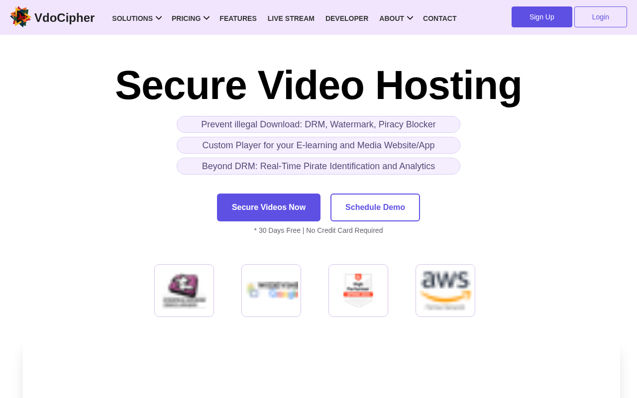 VdoCipher homepage screenshot