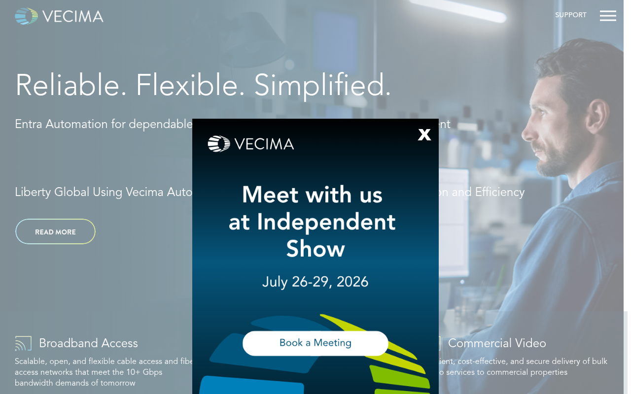 Vecima Networks homepage screenshot