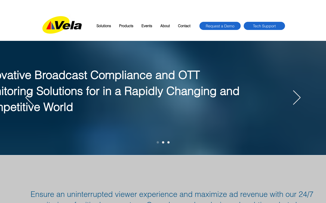 Vela Software homepage screenshot