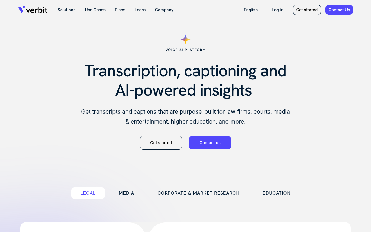 Verbit homepage screenshot