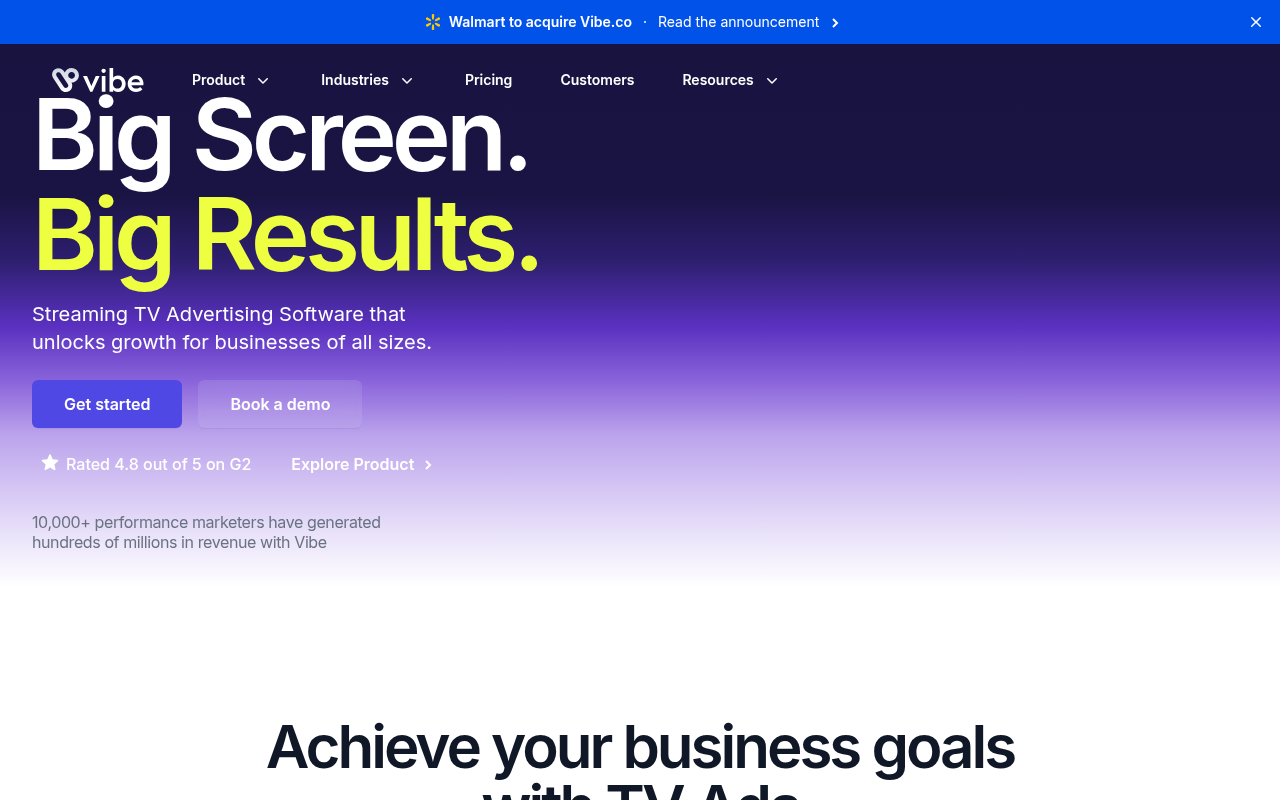 Vibe homepage screenshot