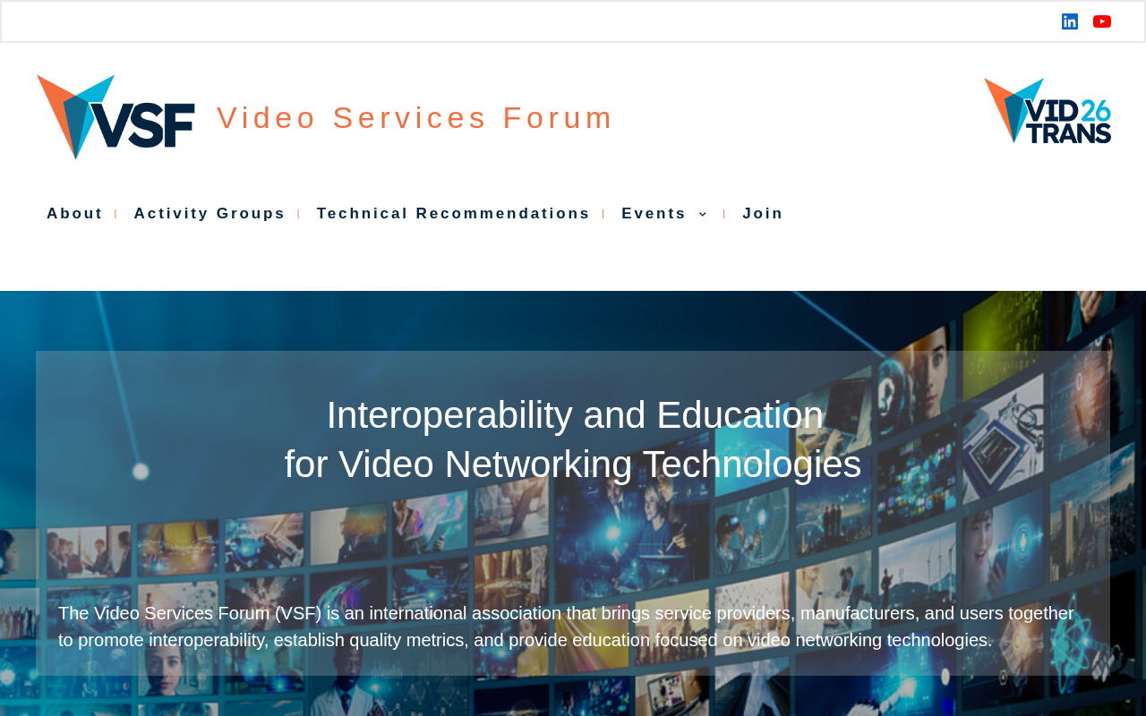 Video Services Forum (VSF) homepage screenshot