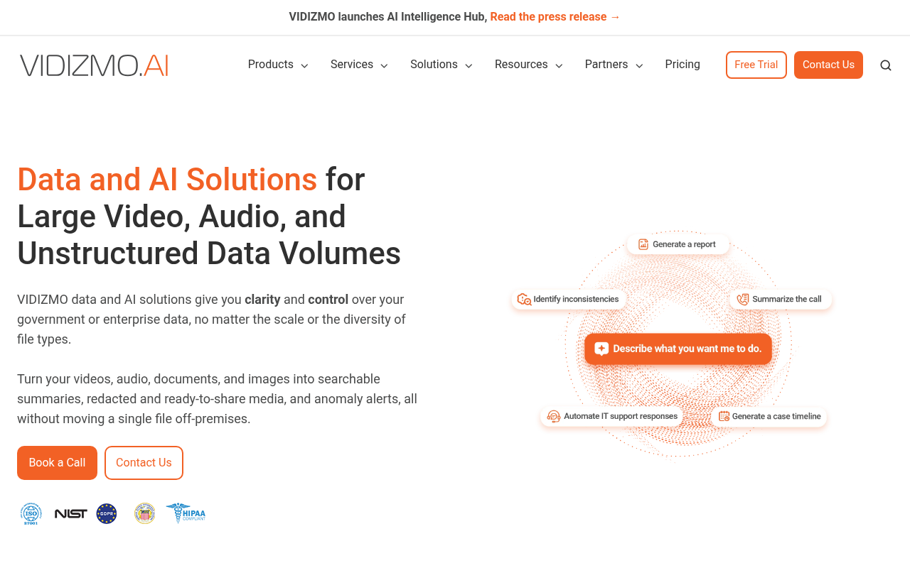 VIDIZMO homepage screenshot