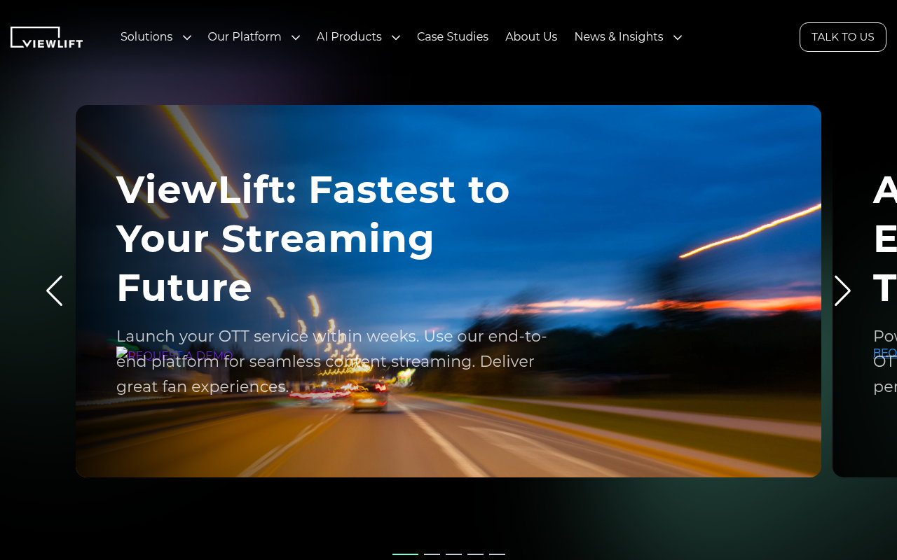 ViewLift homepage screenshot