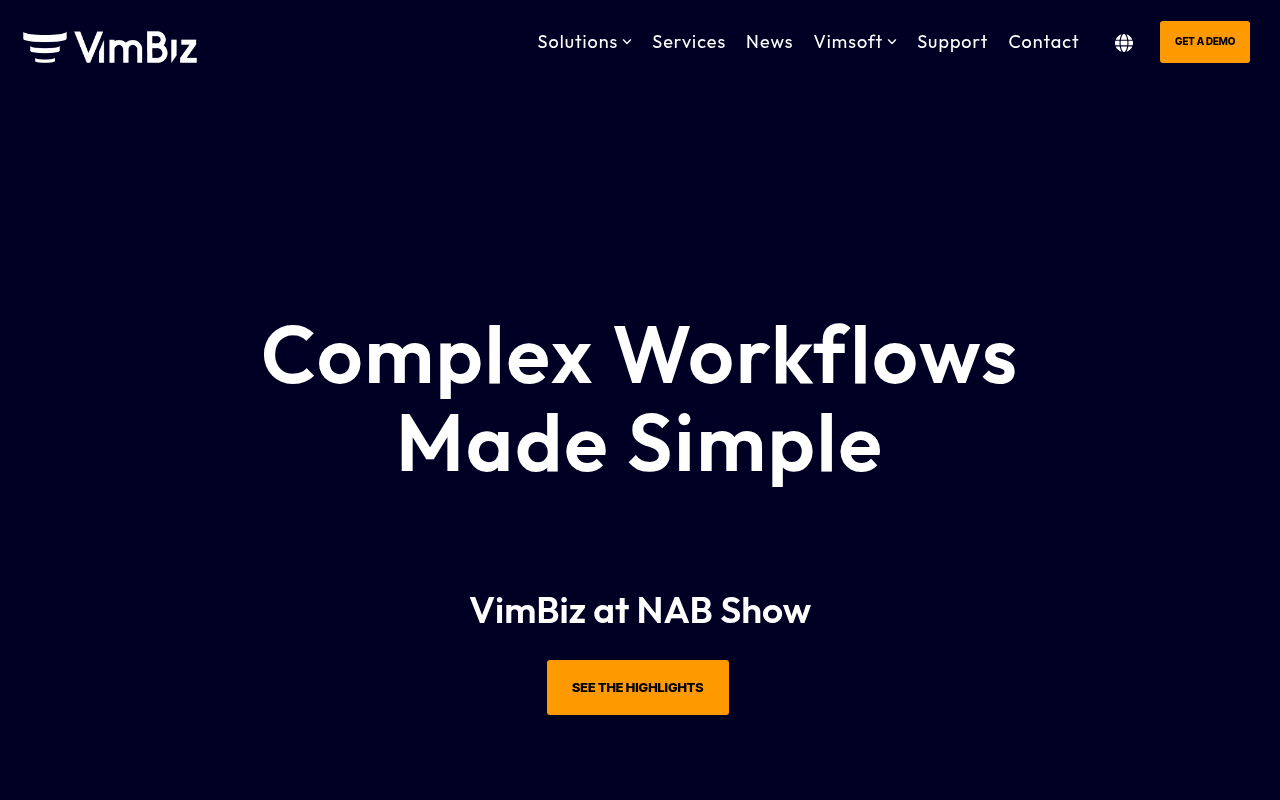 VimBiz homepage screenshot