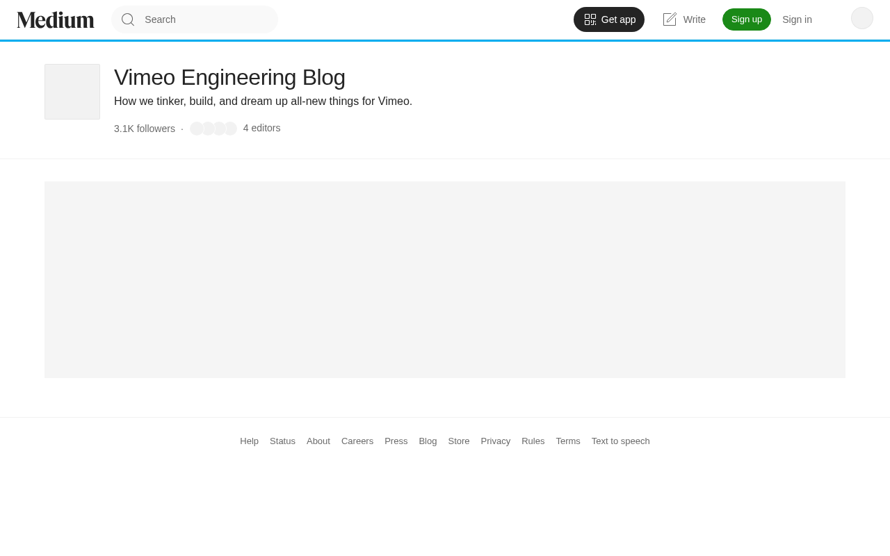Vimeo Engineering homepage screenshot