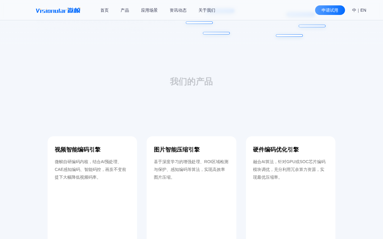 Visionular homepage screenshot
