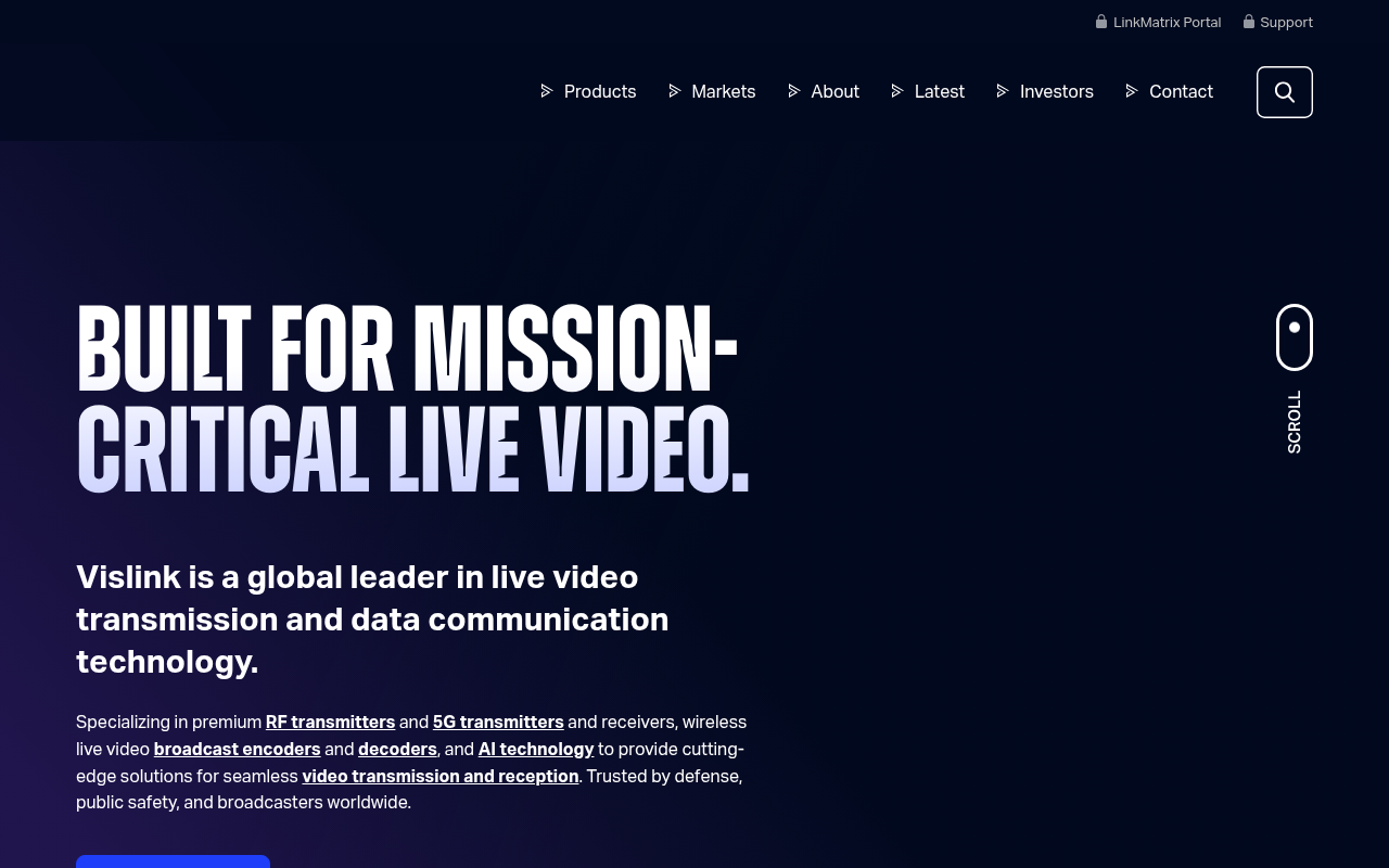 Vislink homepage screenshot
