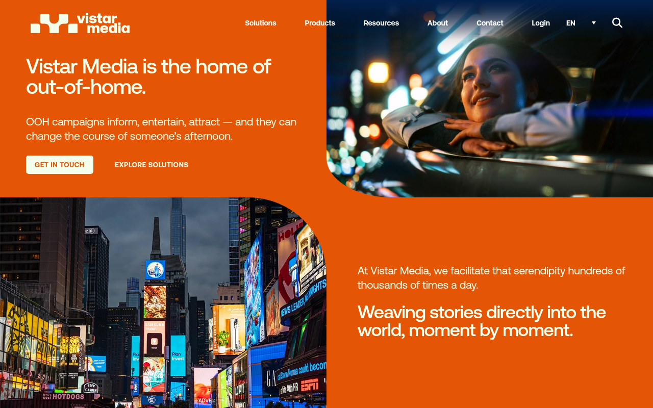 Vistar Media homepage screenshot