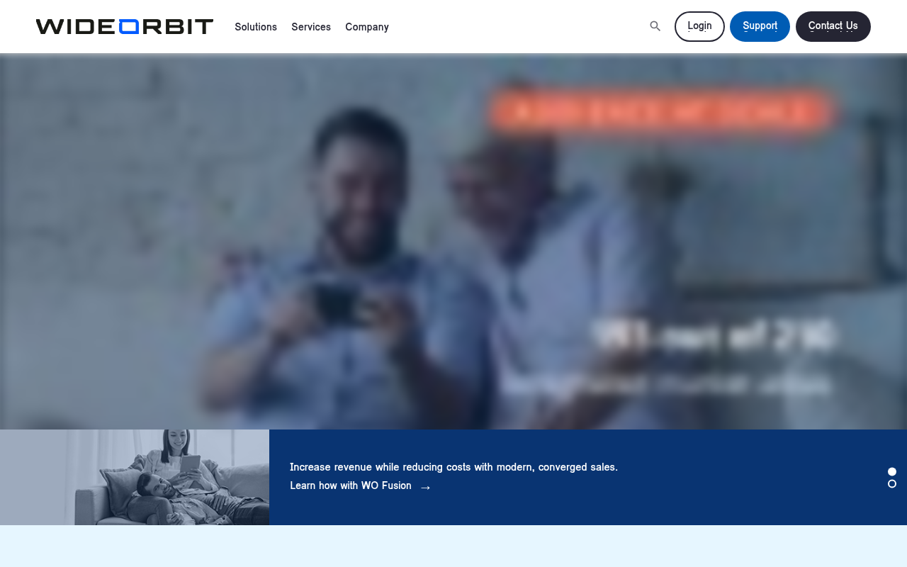 WideOrbit homepage screenshot