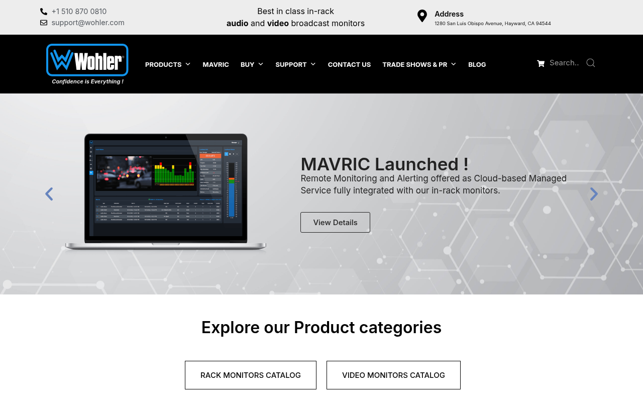 Wohler Technologies homepage screenshot