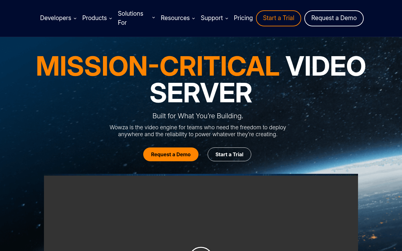 Wowza Media Systems homepage screenshot