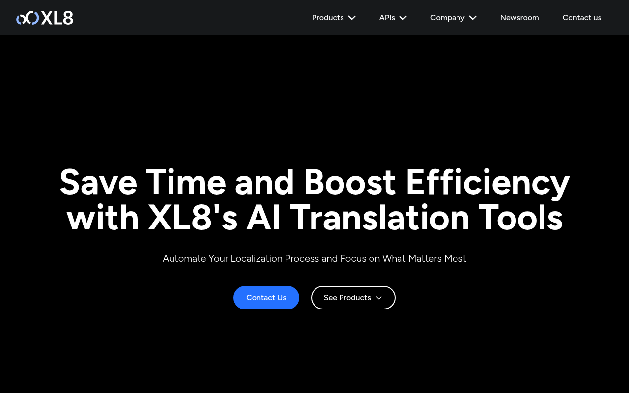 XL8 homepage screenshot