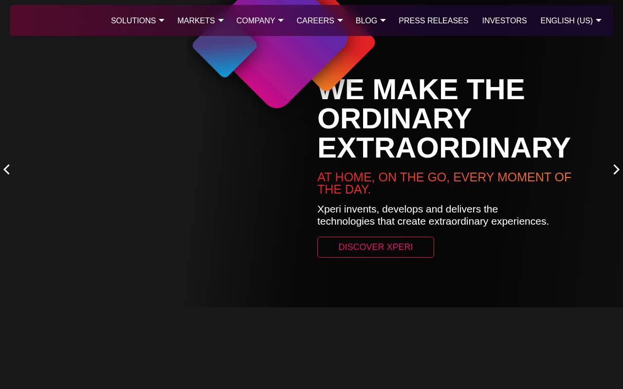 Xperi homepage screenshot