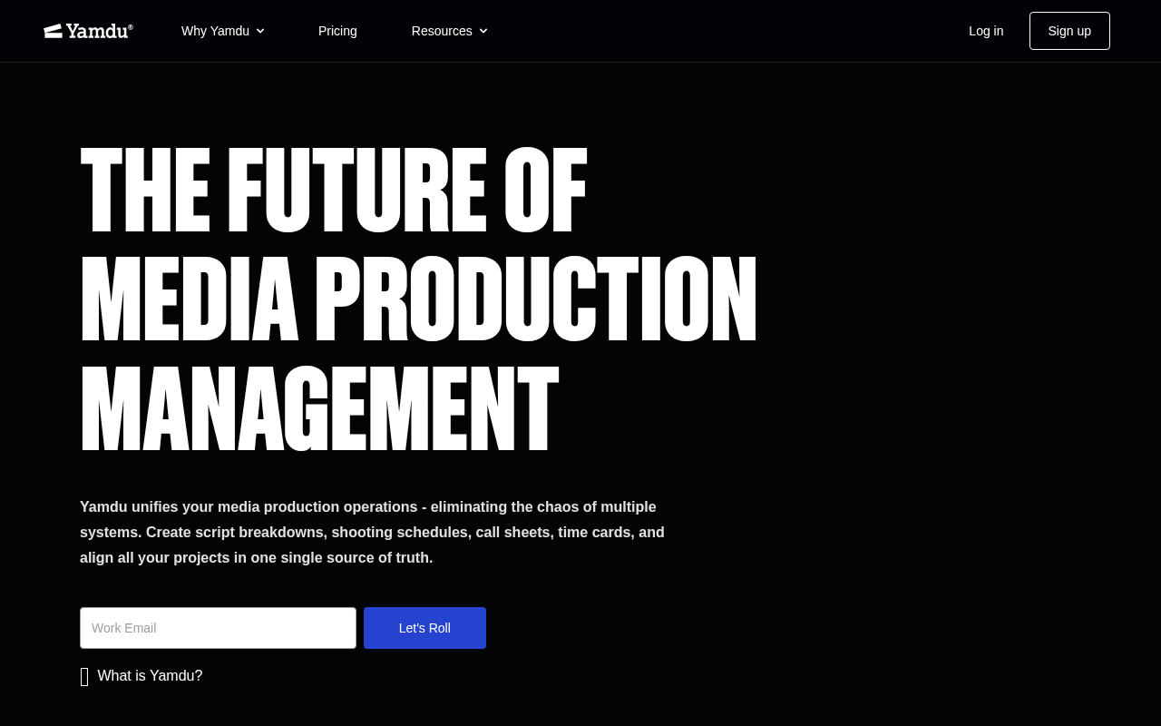 Yamdu homepage screenshot