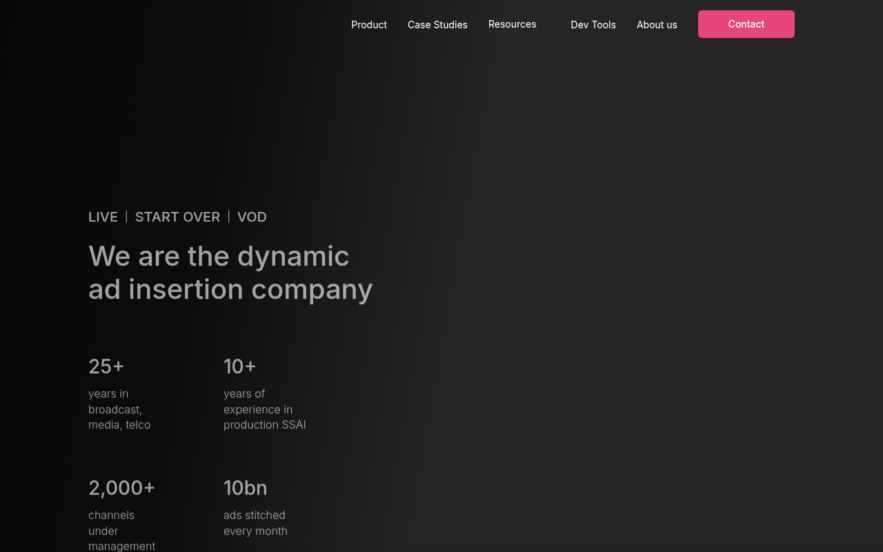 Yospace homepage screenshot
