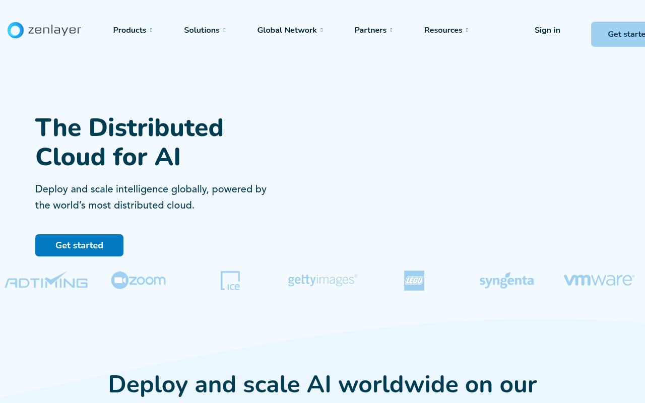 Zenlayer homepage screenshot