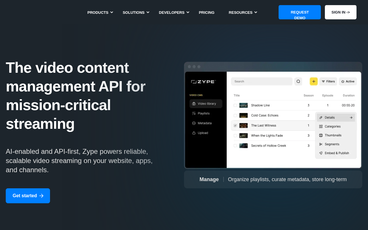 Zype (Backlight) homepage screenshot